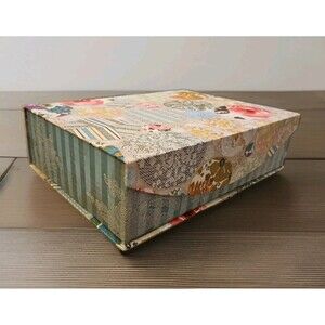 Elegant Storage Box Victorian Lace Fabric Scrapbook Theme 12.5 X 9 X 3.5”
